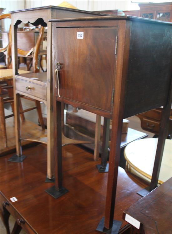 Mahogany pot cupboard and a washstand